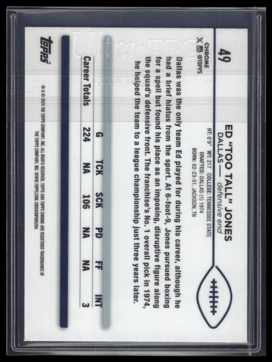 2024 Topps Chrome Sapphire Edition #49 Ed "Too Tall" Jones