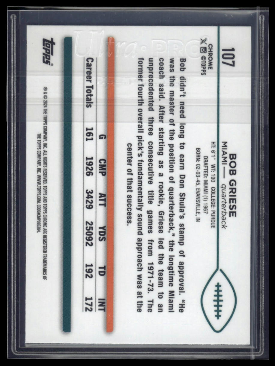 2024 Topps Chrome Sapphire Edition #107 Bob Griese