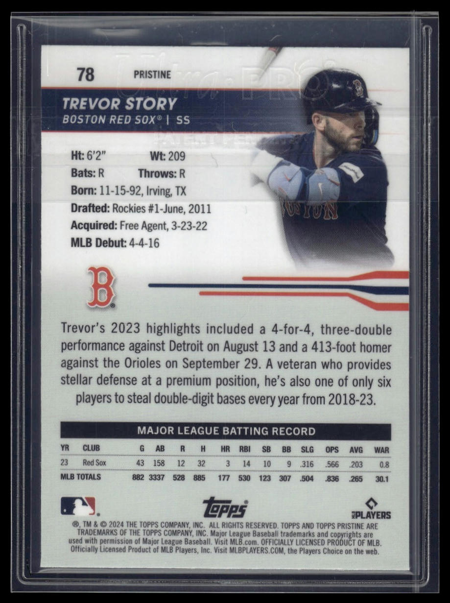 2024 Topps Pristine #78 Trevor Story Blue Refractors #/75