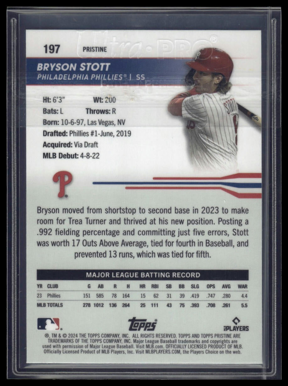 2024 Topps Pristine #197 Bryson Stott Blue Refractors #/75