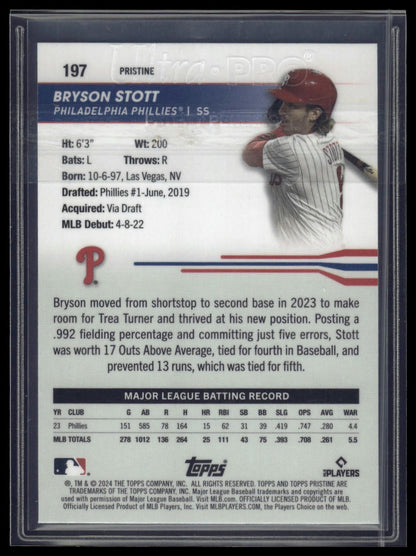 2024 Topps Pristine #197 Bryson Stott Blue Refractors #/75