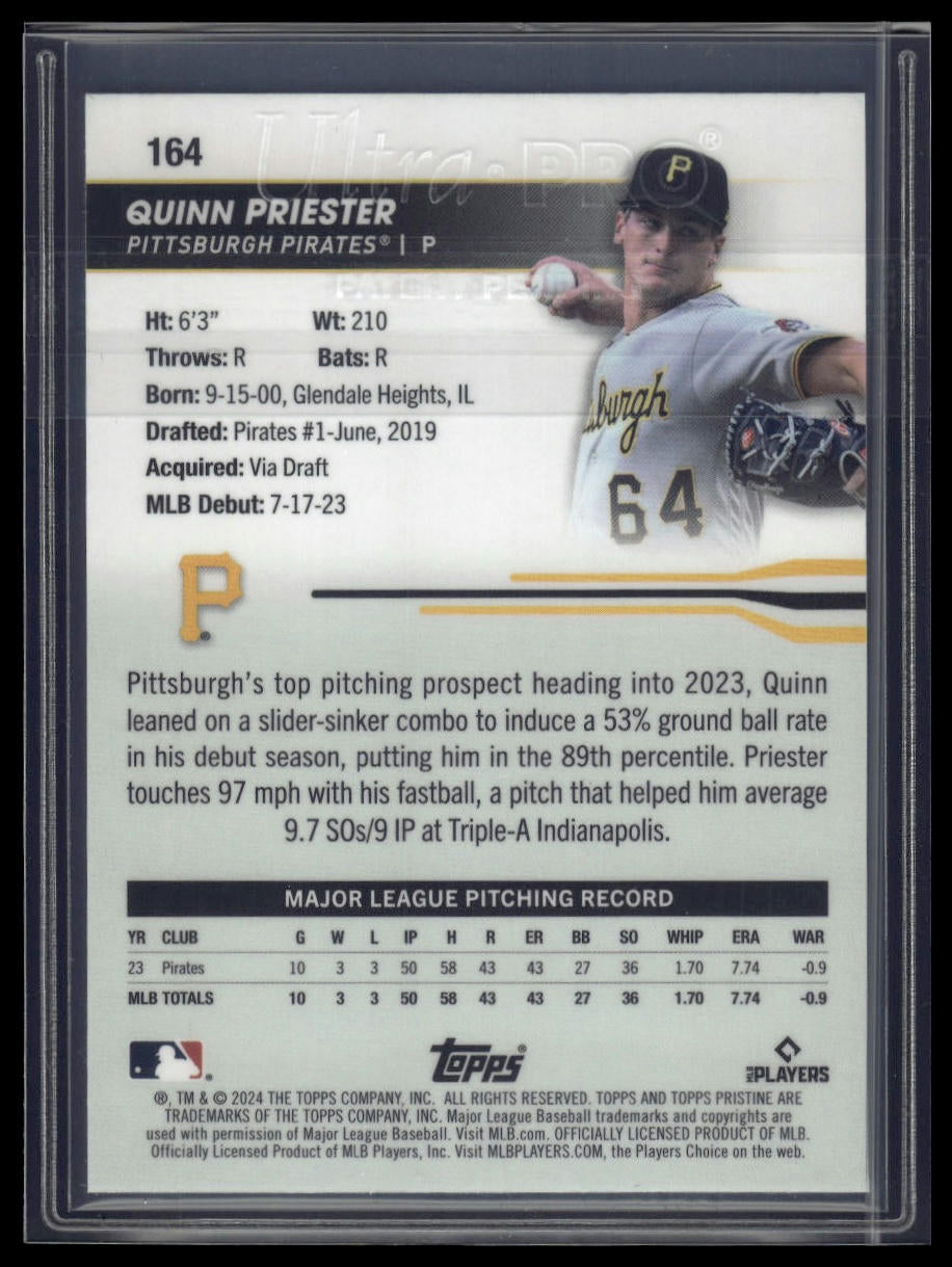 2024 Topps Pristine #164 Quinn Priester Pristine Purple Refractors #/99