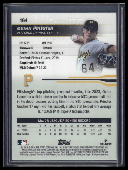 2024 Topps Pristine #164 Quinn Priester Pristine Purple Refractors #/99