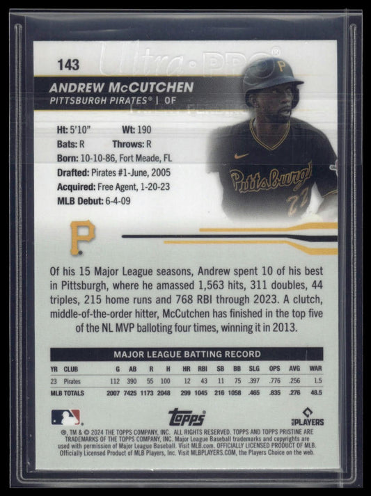 2024 Topps Pristine #143 Andrew McCutchen Green Refractors #/150