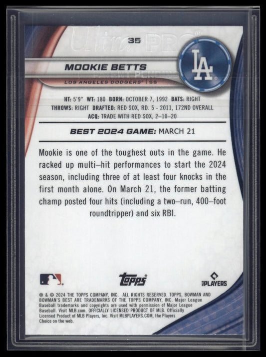 2024 Bowman's Best #35 Mookie Betts Purple Refractors #/250