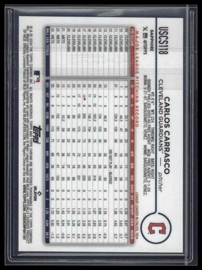2024 Topps Chrome Update Sapphire Edition Carlos Carrasco Gold Refractor #/50