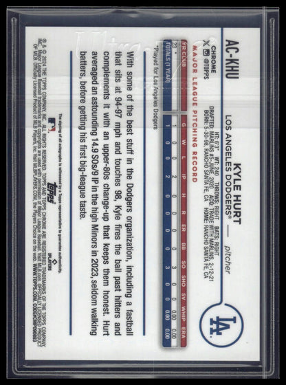 2024 Topps Chrome Update #AC-KHU Kyle Hurt Autographs Aqua Wave Refractors #/199