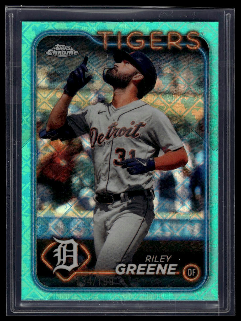 2024 Topps Chrome Logofractor Edition Riley Greene Aqua Refractors #/199