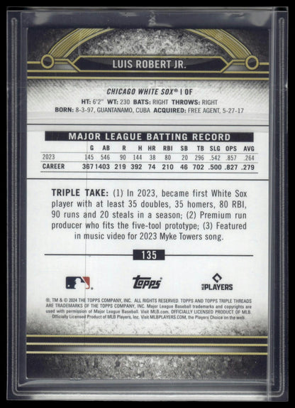 2024 Topps Triple Threads #135 Luis Robert Jr. Gold #/99