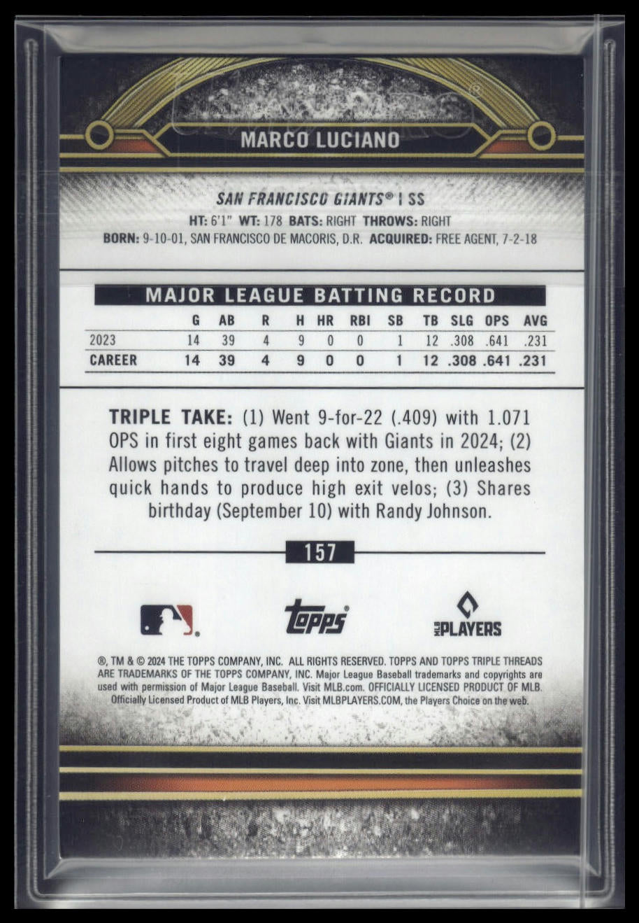 2024 Topps Triple Threads #157 Marco Luciano Gold #/99