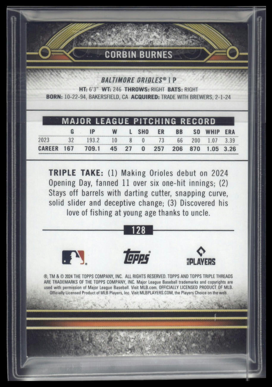 2024 Topps Triple Threads #128 Corbin Burnes Gold #/99