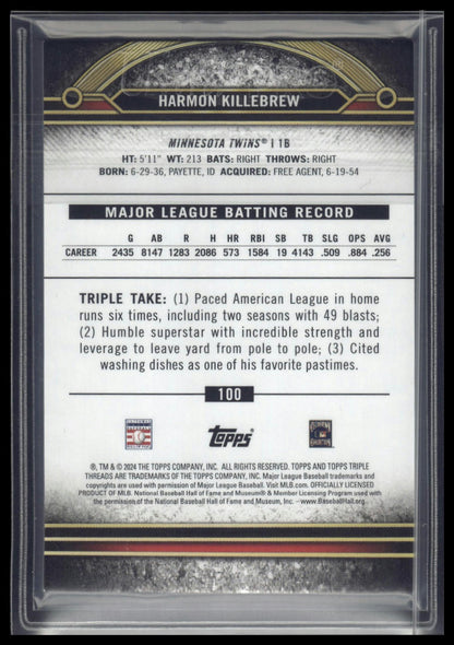 2024 Topps Triple Threads #100 Harmon Killebrew Aquamarine #/149