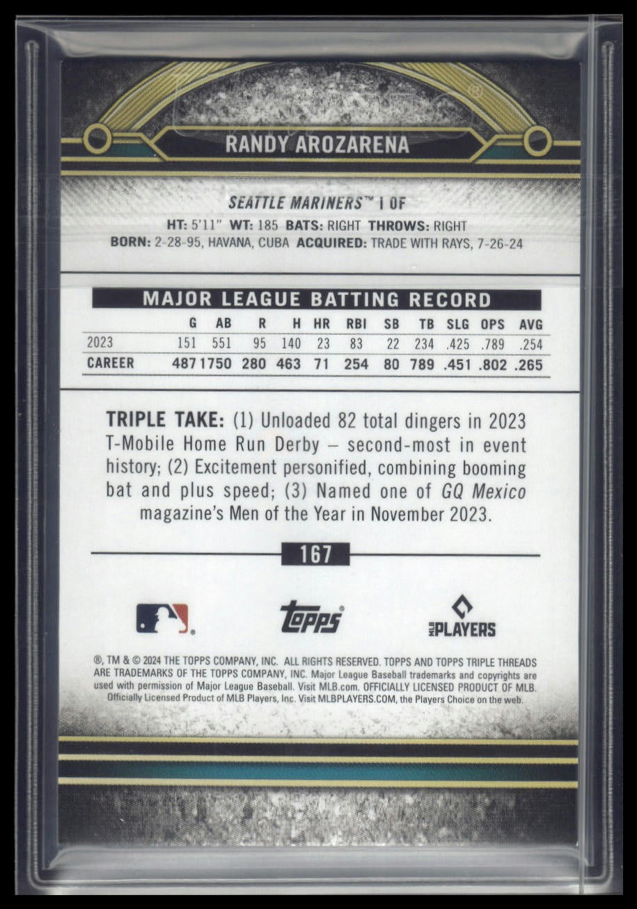 2024 Topps Triple Threads #167 Randy Arozarena Aquamarine #/149
