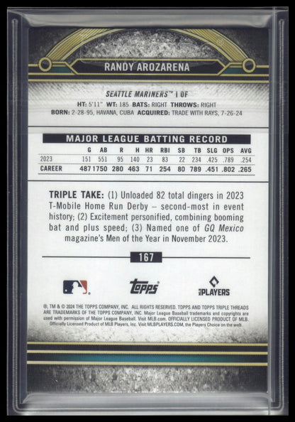 2024 Topps Triple Threads #167 Randy Arozarena Aquamarine #/149