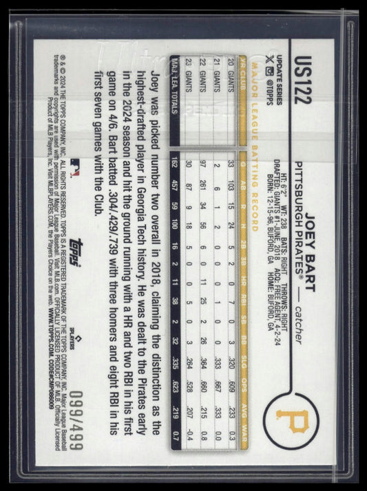 2024 Topps Update #US122 Joey Bart Green Crackle Foilboard #/499