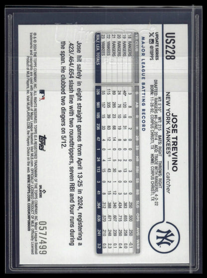 2024 Topps Update #US228 Jose Trevino Green Crackle Foilboard #/499
