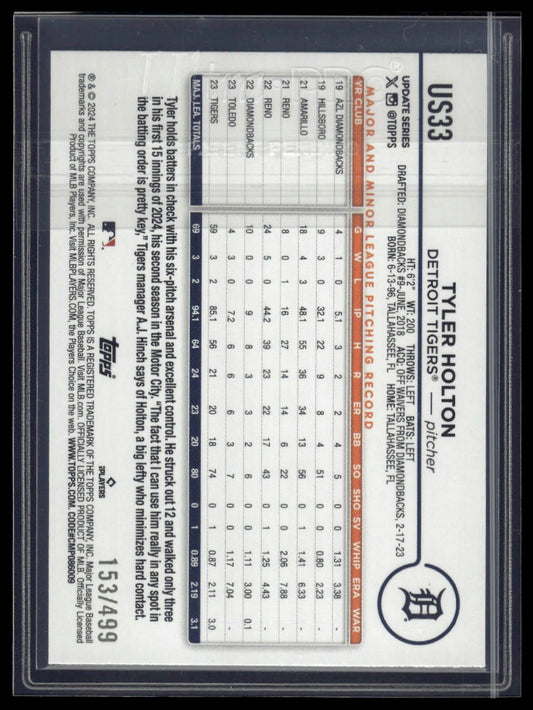 2024 Topps Update #US33 Tyler Holton Green Crackle Foilboard #/499