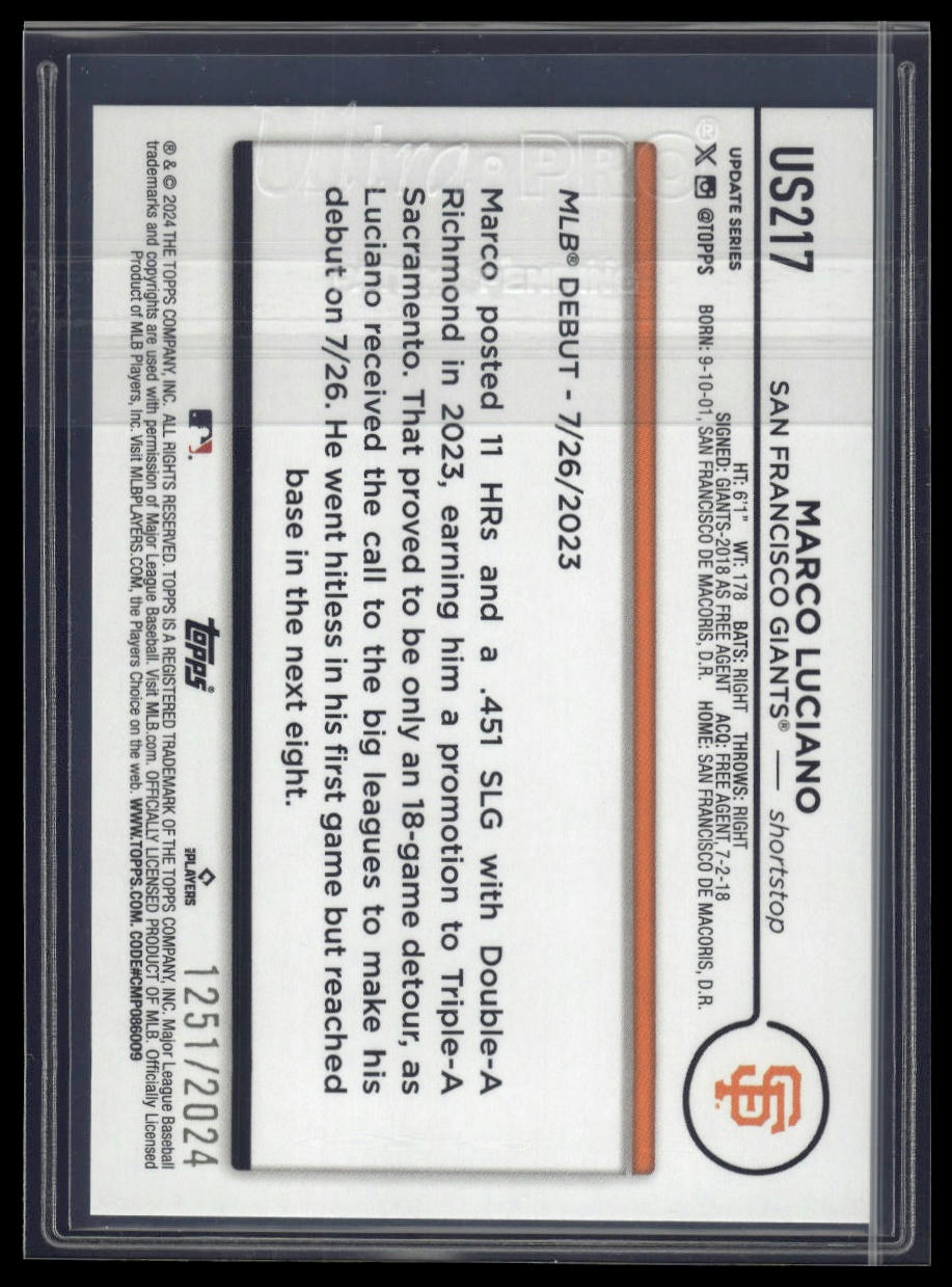 2024 Topps Update #US217 Marco Luciano Gold #/2024