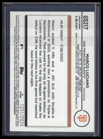 2024 Topps Update #US217 Marco Luciano Gold #/2024