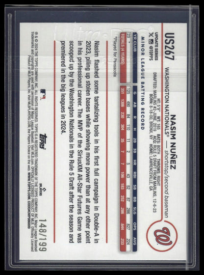 2024 Topps Update #US267 Nasim Nunez Red Crackle Foilboard #/199