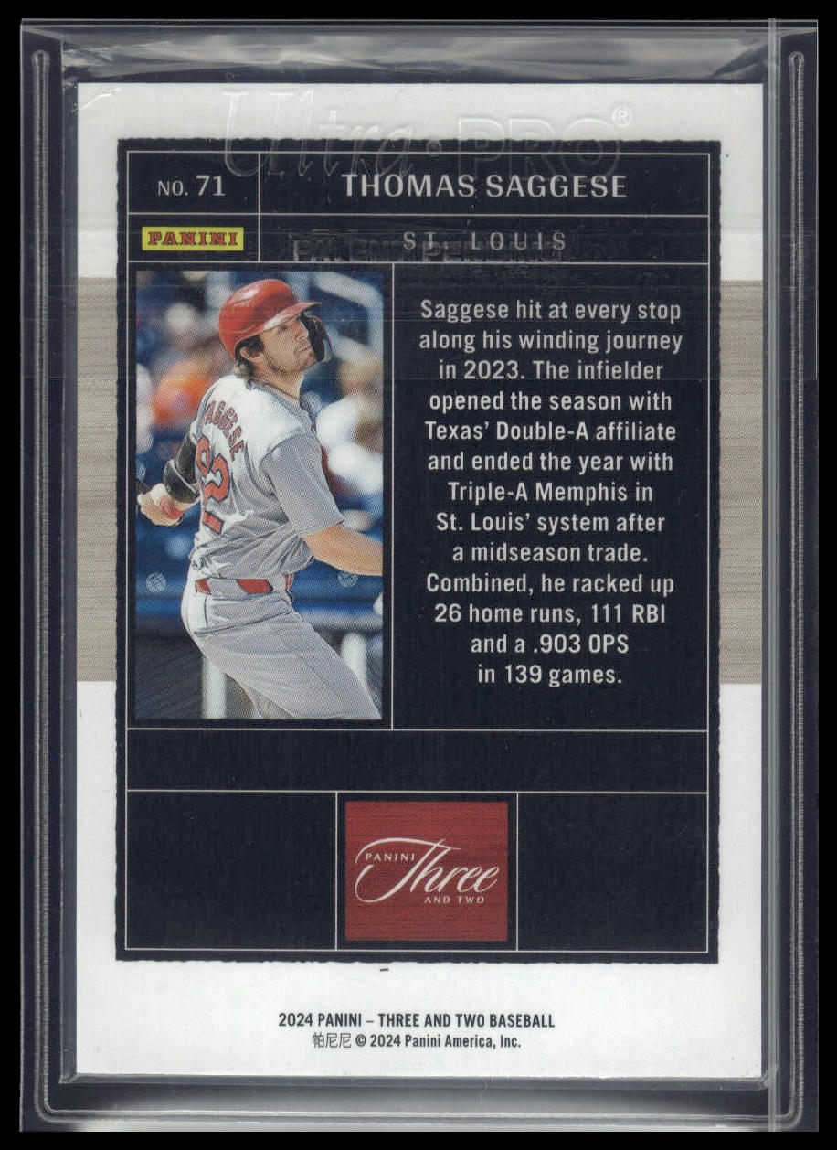 2024 Panini Three and Two #71 Thomas Saggese #/99