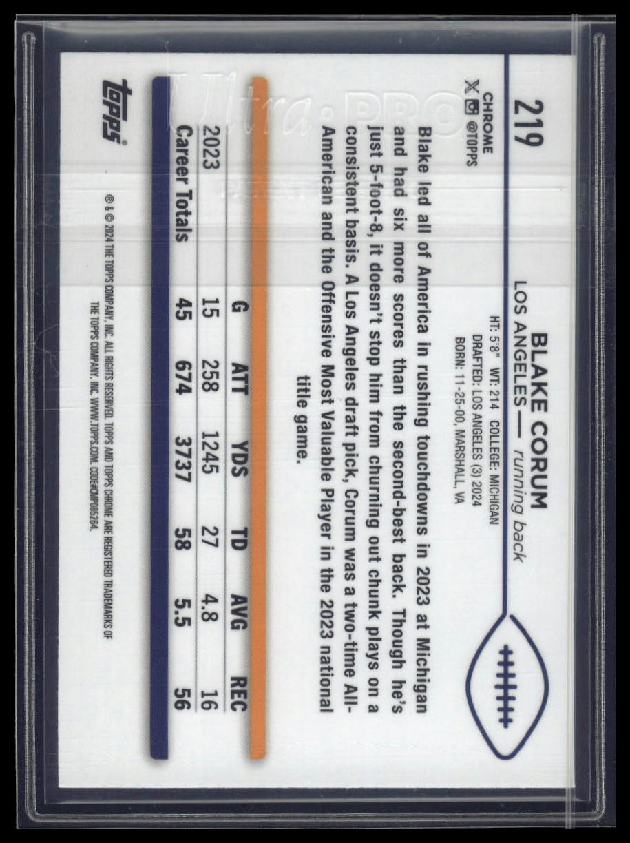 2024 Topps Chrome Sapphire Edition #219 Blake Corum