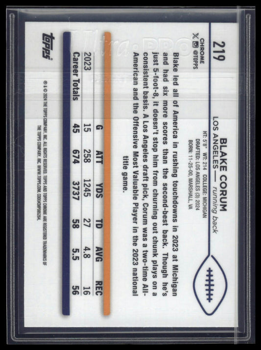 2024 Topps Chrome Sapphire Edition #219 Blake Corum