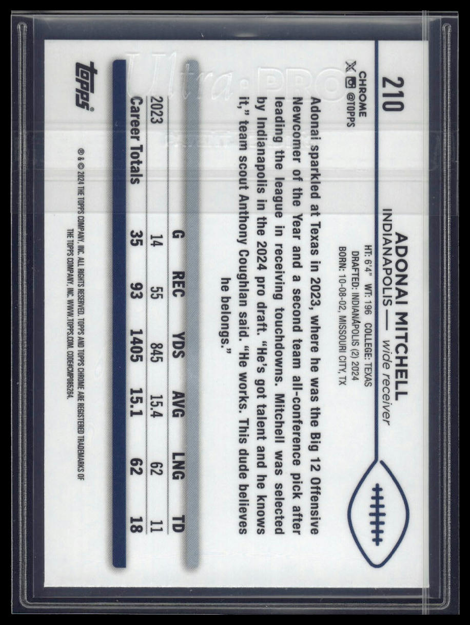 2024 Topps Chrome Sapphire Edition #210 Adonai Mitchell