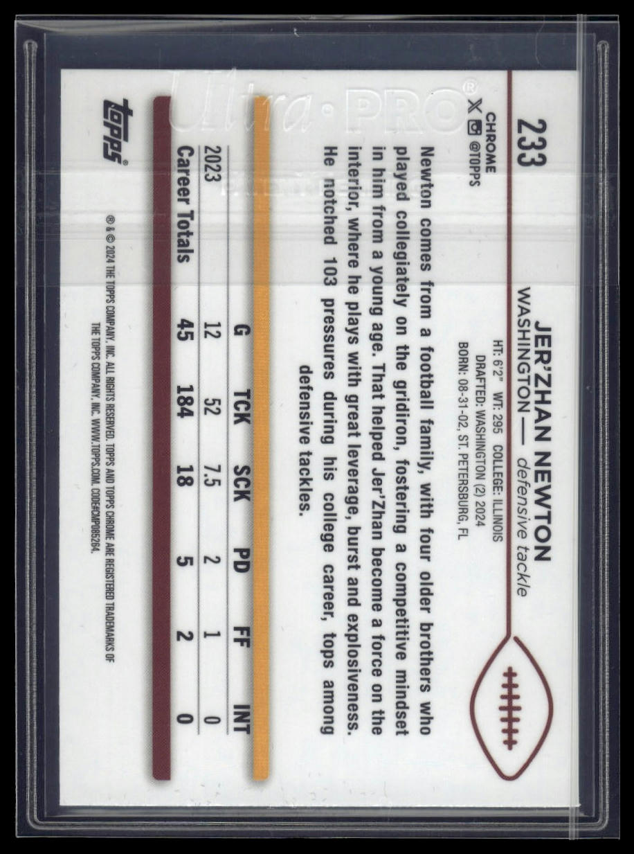 2024 Topps Chrome Sapphire Edition #233 Jer'Zhan Newton