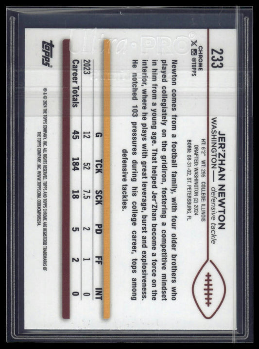 2024 Topps Chrome Sapphire Edition #233 Jer'Zhan Newton