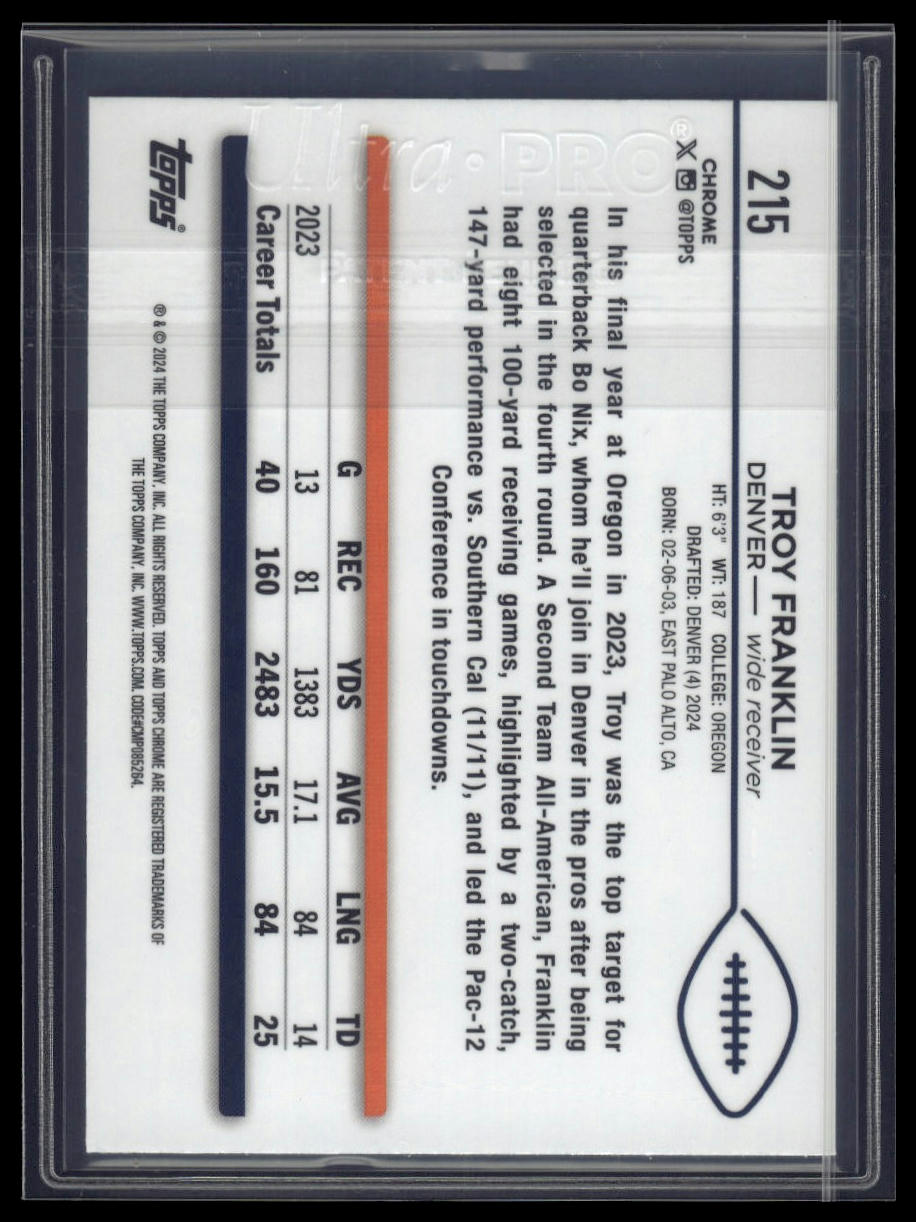 2024 Topps Chrome Sapphire Edition #215 Troy Franklin