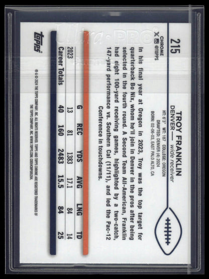 2024 Topps Chrome Sapphire Edition #215 Troy Franklin