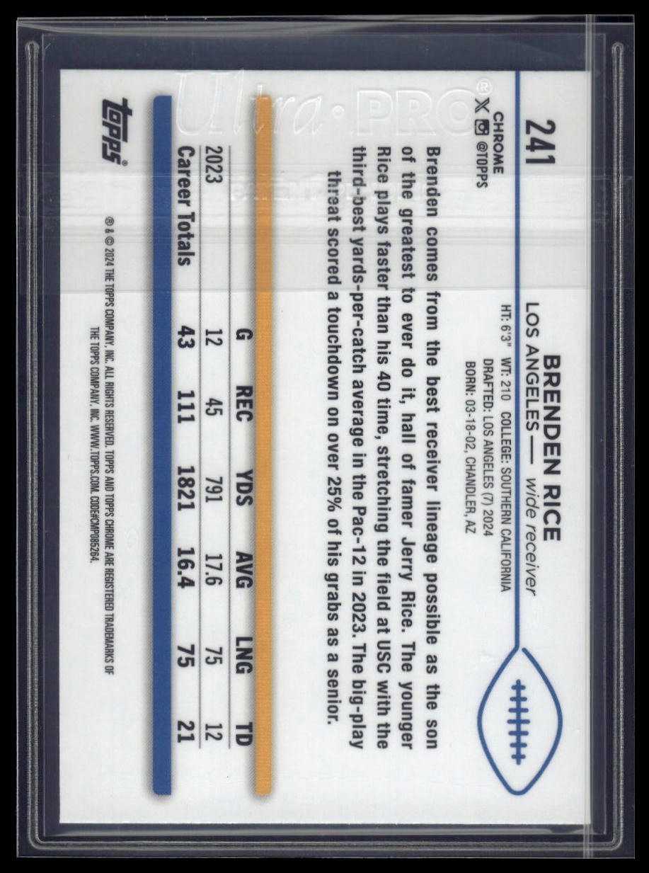 2024 Topps Chrome Sapphire Edition #241 Brenden Rice