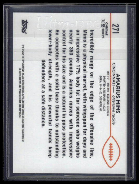 2024 Topps Chrome #271 Amarius Mims Gold Refractor #/50