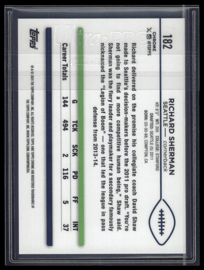 2024 Topps Chrome Sapphire Edition #182 Richard Sherman Gold Sapphire #/50