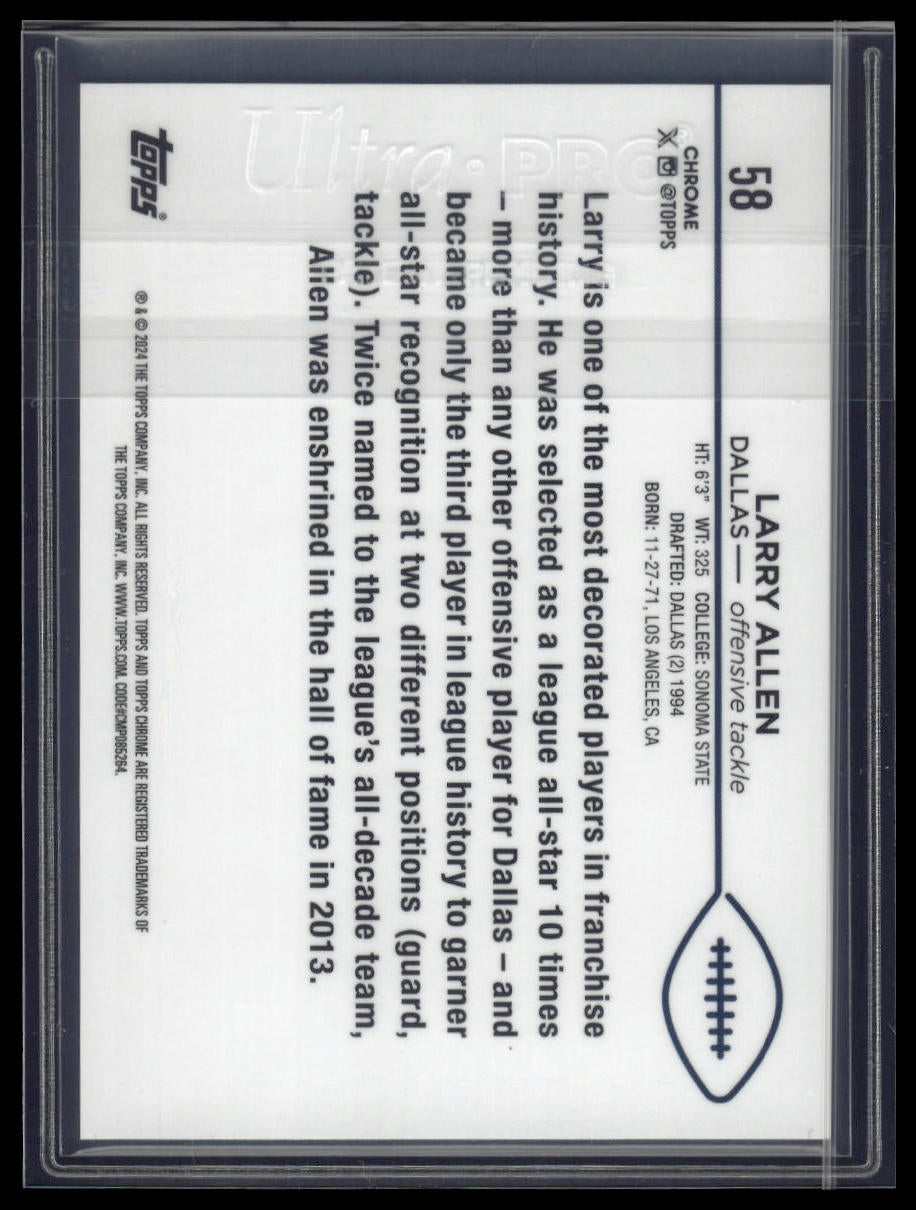 2024 Topps Chrome Sapphire Edition #58 Larry Allen Gold Sapphire #/50