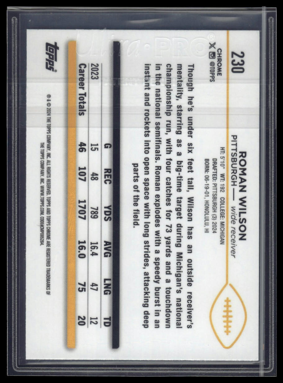 2024 Topps Chrome #230 Roman Wilson Purple Refractor #/275