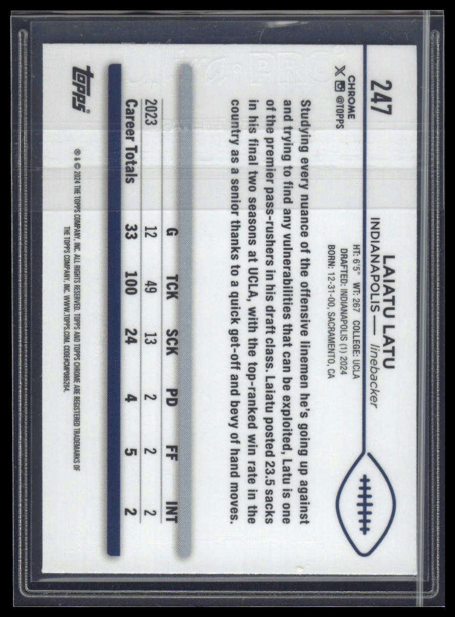 2024 Topps Chrome #247 Laiatu Latu Aqua Refractor #/199
