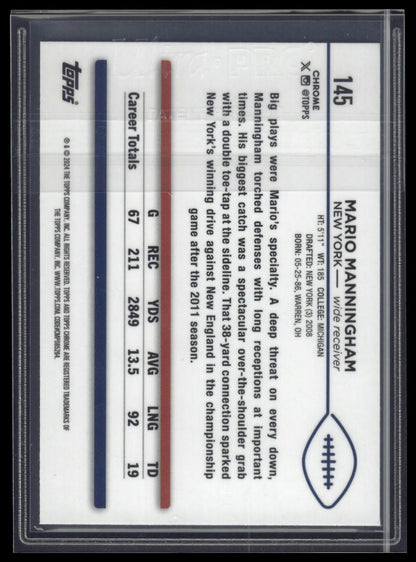 2024 Topps Chrome #145 Mario Manningham Purple Refractor #/275