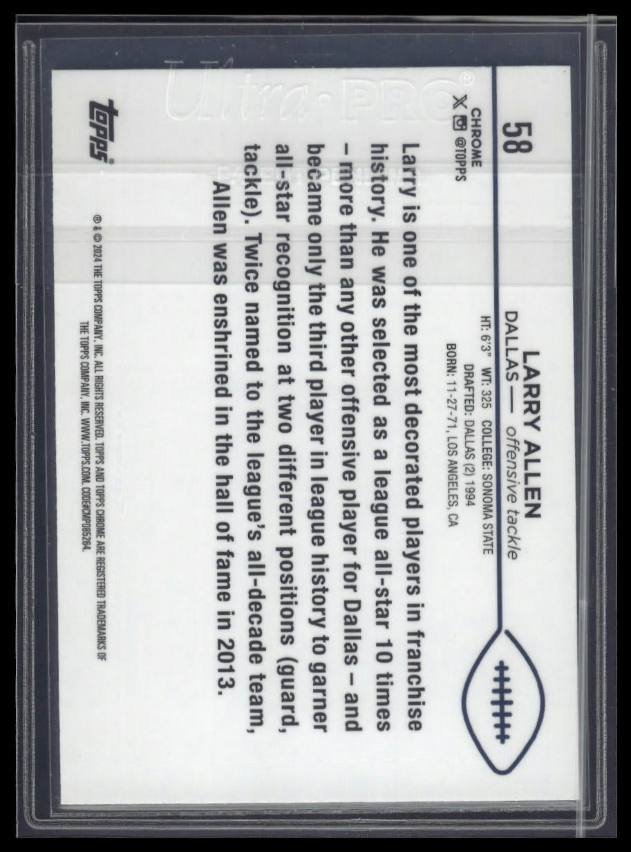 2024 Topps Chrome #58 Larry Allen Magenta Speckle Refractor #/399
