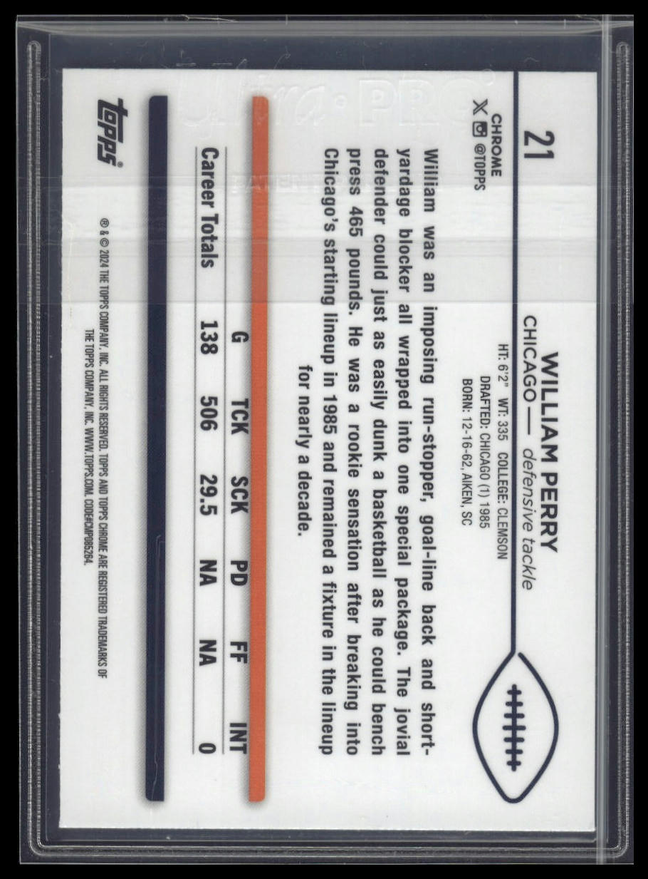 2024 Topps Chrome #21 William Perry Purple Speckle Refractor #/275