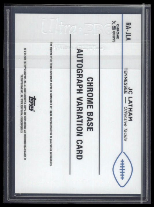2024 Topps Chrome #RA-JLA JC Latham Rookie Autographs Aqua Sonar Refractor #/199