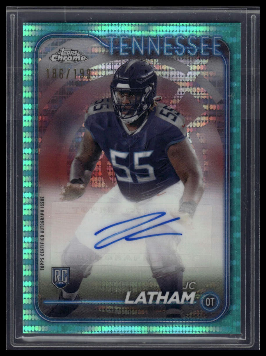 2024 Topps Chrome #RA-JLA JC Latham Rookie Autographs Aqua Sonar Refractor #/199
