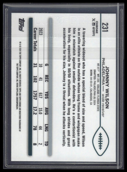 2024 Topps Chrome #231 Johnny Wilson Green Geometric Refractor #/99