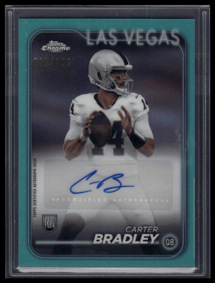 2024 Topps Chrome Carter Bradley Rookie Auto Aqua Sonar Refractor #/199