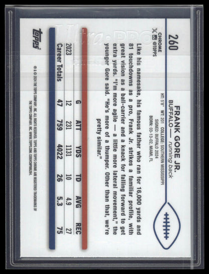 2024 Topps Chrome #260 Frank Gore Jr. Teal Refractor #/250