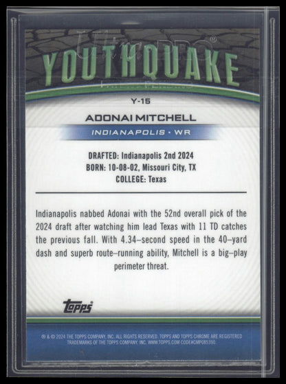 2024 Topps Chrome #Y-15 Adonai Mitchell Youthquake X-Fractor