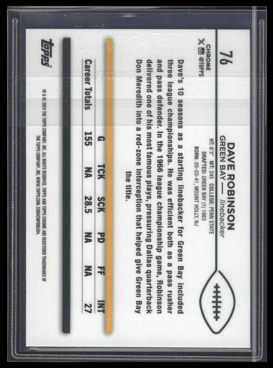 2024 Topps Chrome #76 Dave Robinson Purple Refractor #/275