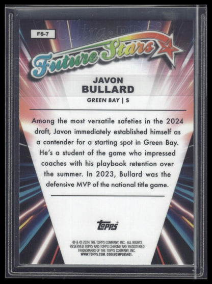 2024 Topps Chrome #FS-7 Javon Bullard Future Stars Yellow Refractor #/75