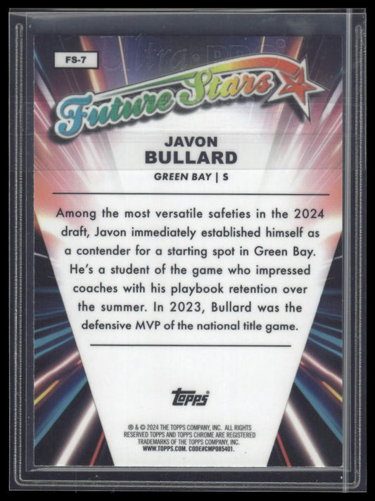 2024 Topps Chrome #FS-7 Javon Bullard Future Stars Yellow Refractor #/75